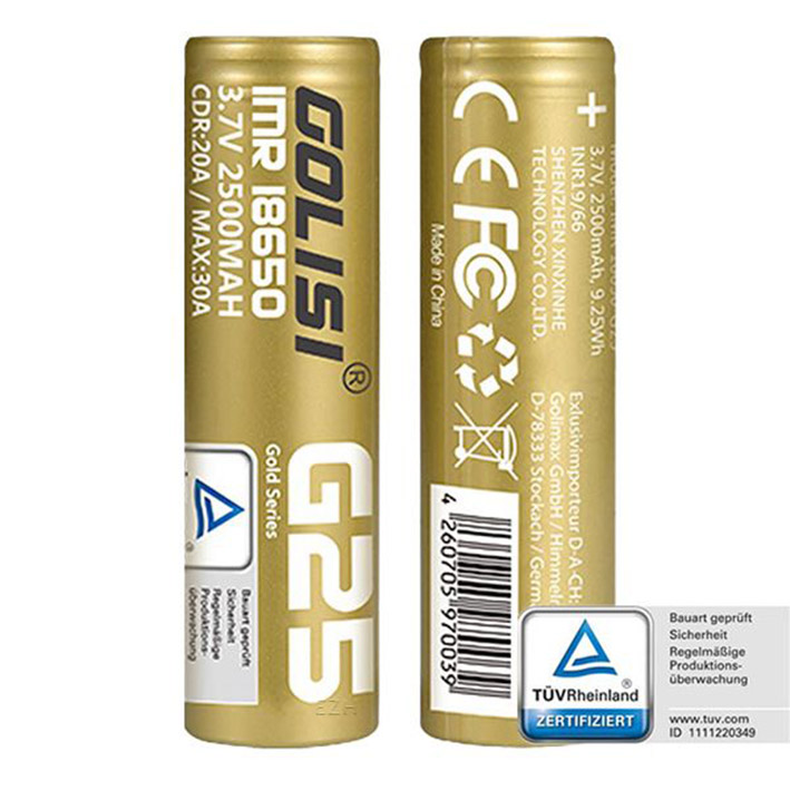 Akku Golisi G25 - 18650 - 2500 mAh, 20A ungeschützt